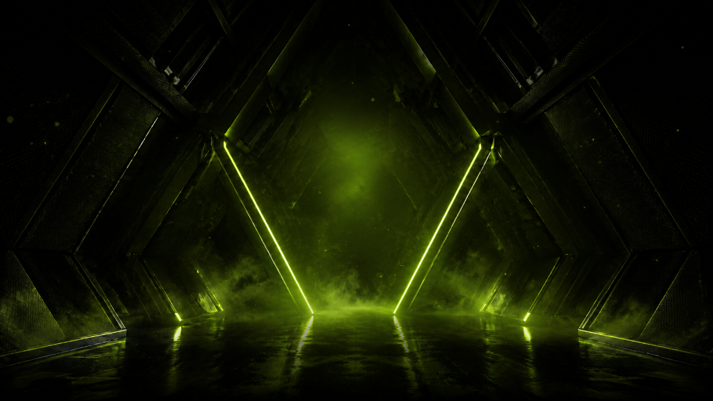 Futuristic Neon Green Tunnel Background
